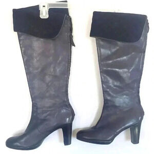 Lauren Ralph Lauren knee high leather heeled boots womens size 9